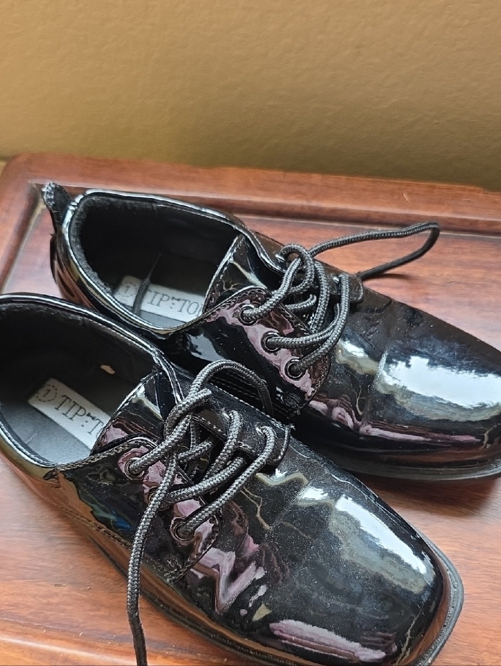 Tip Top Kids Black Patent Moccasin Lace-Up Shoes